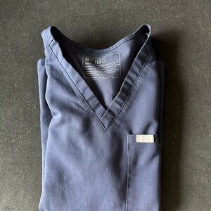 Figs Navy Blue V-Neck Scrub Top